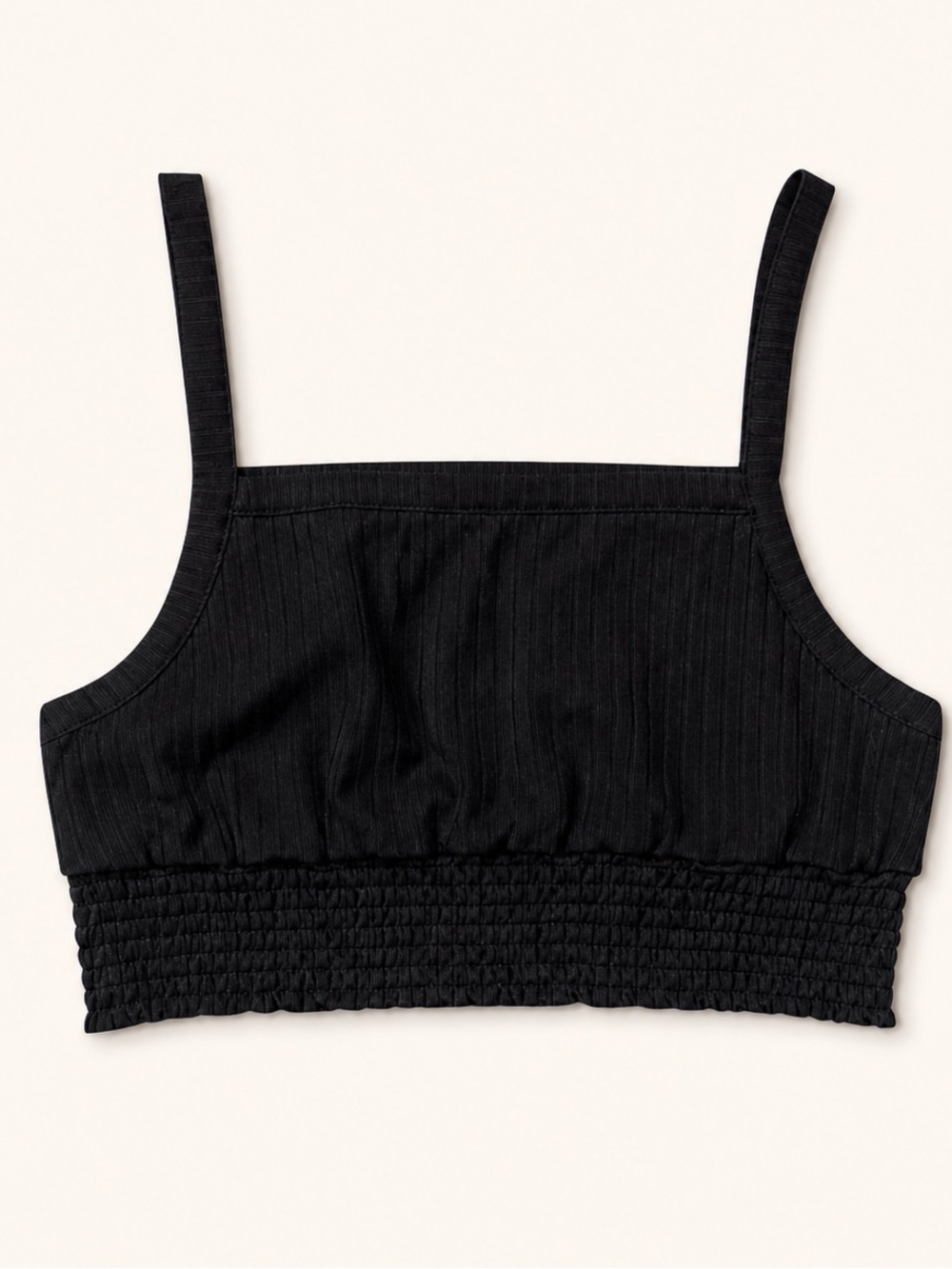 Mono B Ribbed Smocked Crop Bralette Tank